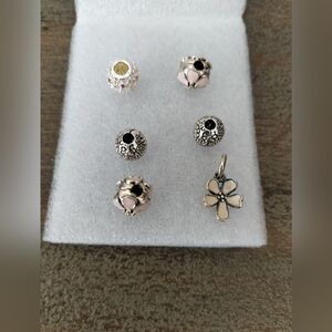 Autentic Pandora Sterling  Silver and Pink Charm (6 Piece's)